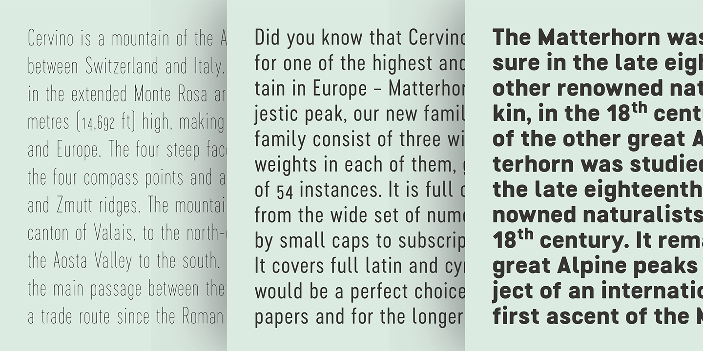 Cervino Condensed Extra Light Condensed Font preview